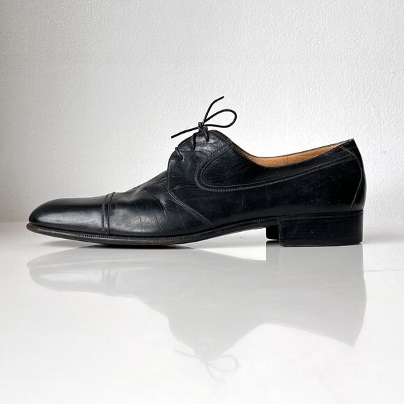 Vintage Men\'s Artioli Italian Leather Black Lace Up Derby Dress Shoes 11.5 B main image 4